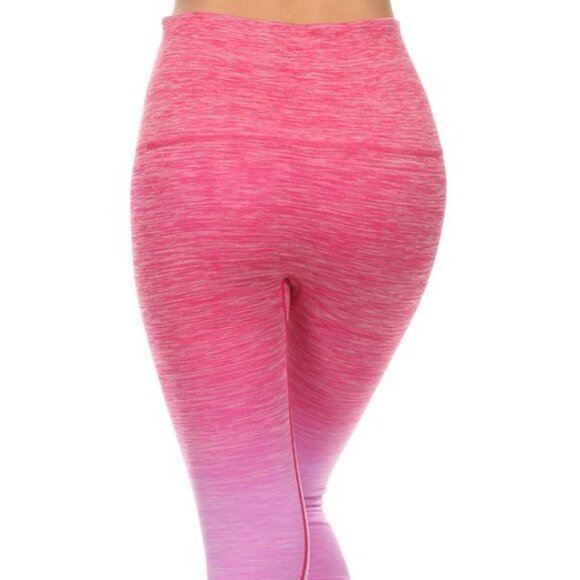 NWT Yoga Dry-Fit Ombre Compression Leggings Seamless High Waist Tummy support - Picture 8 of 9